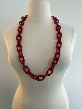 Bold Red Resin Chain Link Necklace